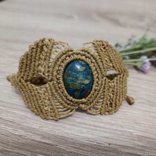 Pulsera macrame con piedra jaspe imperial