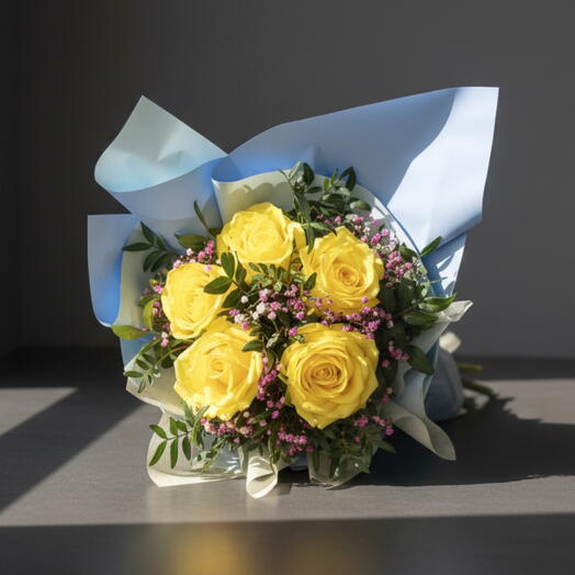 Ramo de Rosas Amarillas Luz Dorada – Bouquet Floral con Diseno Exclusivo