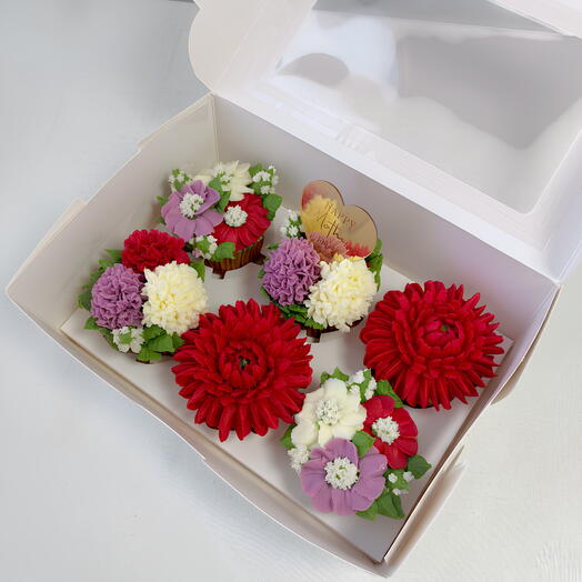 💐️ Flower Box for Mom – 6 Cupcakes