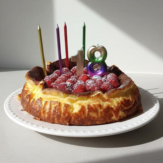 Tarta de queso con frambuesas