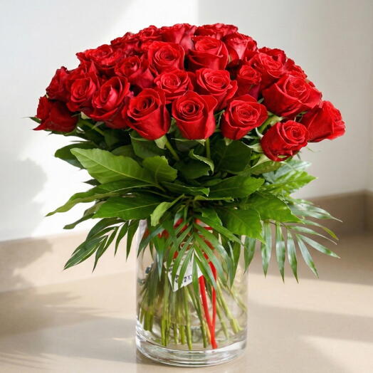 Ramo XXL de 50 Rosas Rojas 50 ROSAS CORTAS – Bouquet Premium de Rosas Naturales