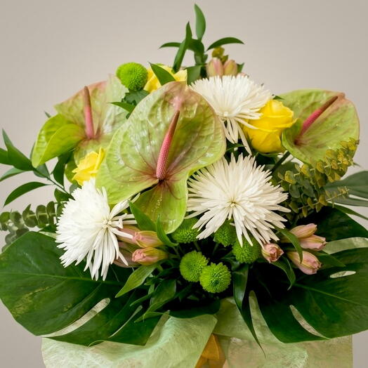 Ramo Anthurium y Crisantemos