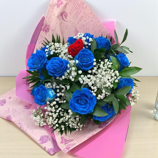 Ramo AZUL DEL AMOR – Rosas Azules con Toque de Encanto y Elegancia
