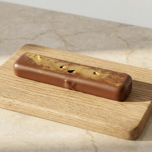 Bombon de chocolate con leche con frutos secos decorado con pan de oro comestible