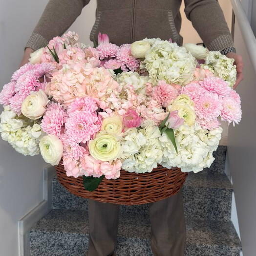 Panier rose et blanc taille L