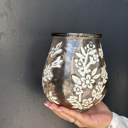 Jarron Vintage Rosado Sakura con Flores M