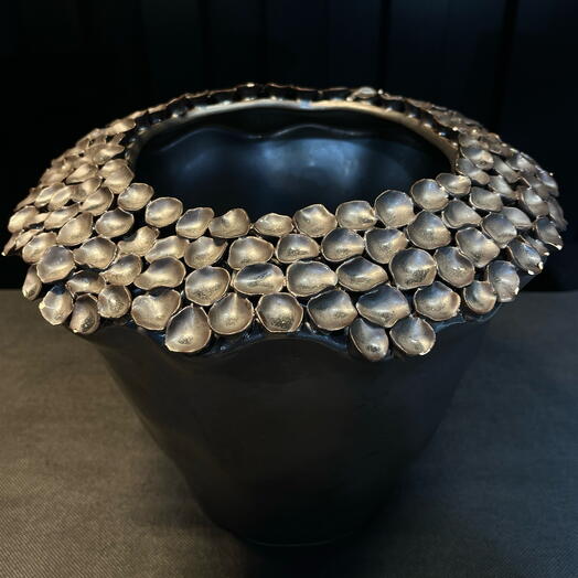 Jarron de ceramica marron oscuro L