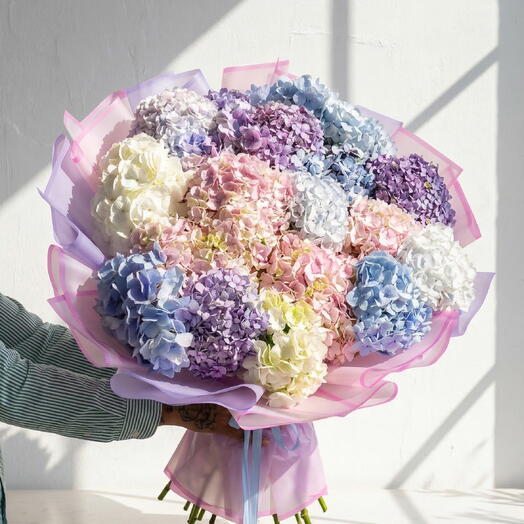 Ramo Fantasia de hortensias multicolor – Bouquet gigante elegante para el Dia de la Mujer