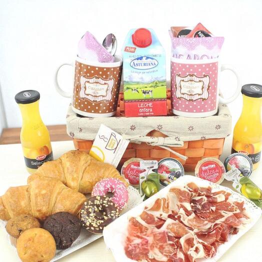 Desayuno Charro – Regalo Original con Jamon, Muffins y Zumo Natural