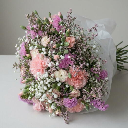 Ramo con Claveles Rosado y Blanco