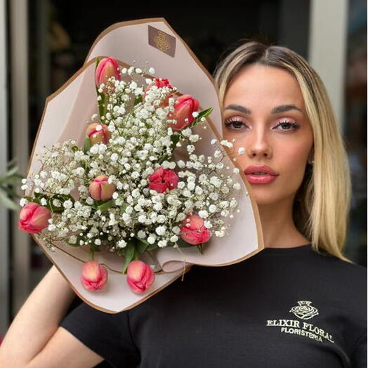 Bouquet of 10 fuchsia tulips
