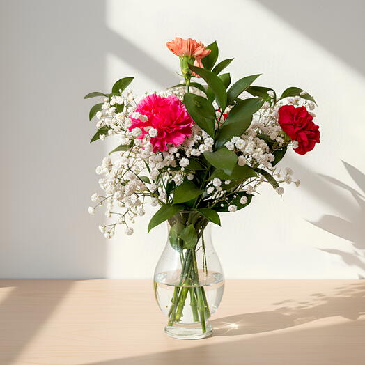 Ramo de claveles en jarron