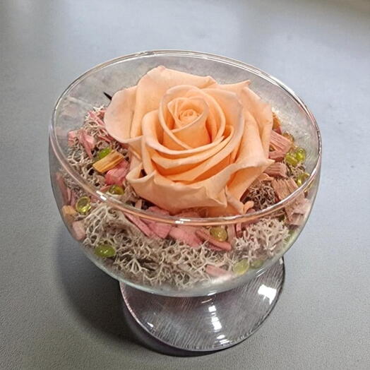 Rosa Preservada en copa de cristal