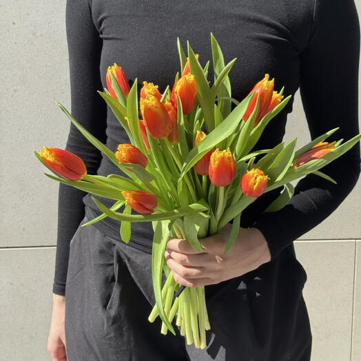 15 Orange and yellow tulips
