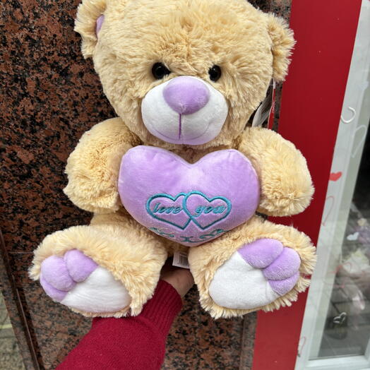 Peluche Oso Corazon Lila