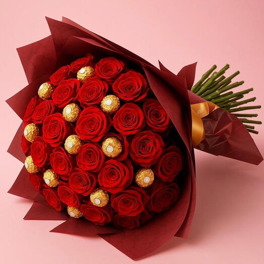 Ramo Pasion Roja con Chocolates Ferrero
