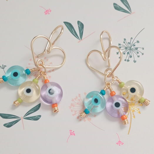 Aretes "Corazones con ojos turcos"