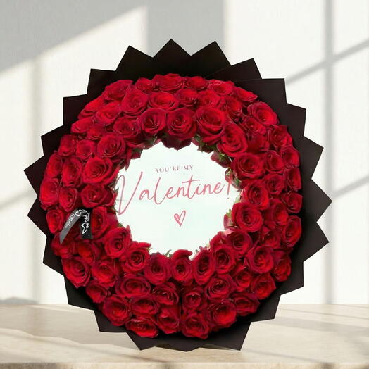 Ramo de 100 rosas rojas con espejo personalizado – Bouquet romantico exclusivo San Valentin