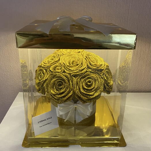 Caja de rosas doradas de lujo – Regalo unico