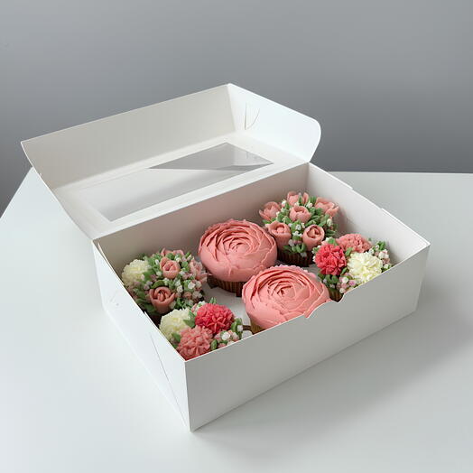 🌸 Pastel Pink Box – 6 Cupcakes