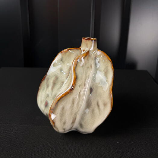 Jarron ceramica capsula gris-marron