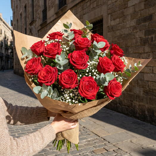 Ramo de 15 rosas rojas