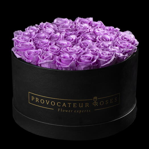Caja redonda 30cm  de rosas preservadas baby lili