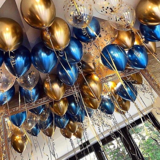 Globos cromados de latex con helio por el techo