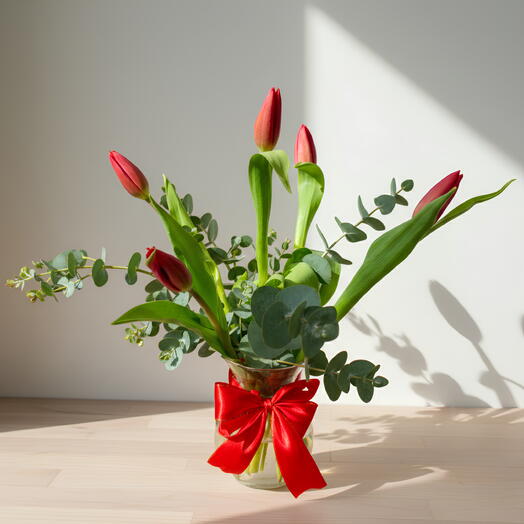 Jarron tulipan rojo