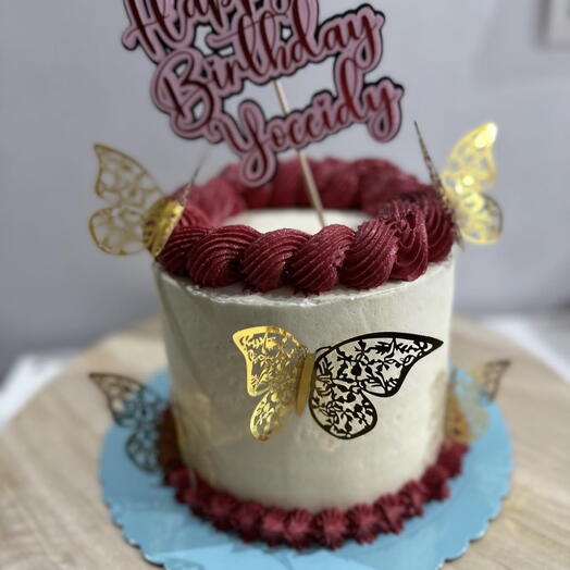 Mini tarta mariposas roja