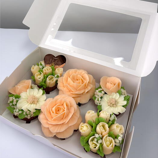 🌷 Mom Peach Love Box - 6 cupcakes