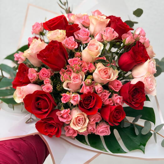 Ramo grande de rosas Pink Passion- día de San Valentín, cariño, aniversario, cumpleaños