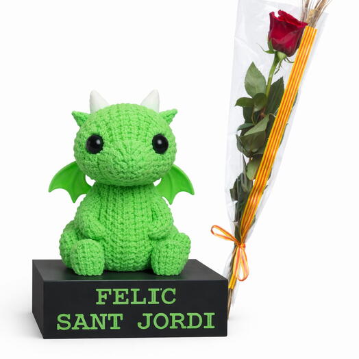 Dragon 3D 10cm y rosa de Sant Jordi