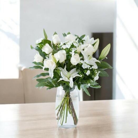 Ramo de Lilium Blanco, Rosas y Phlox