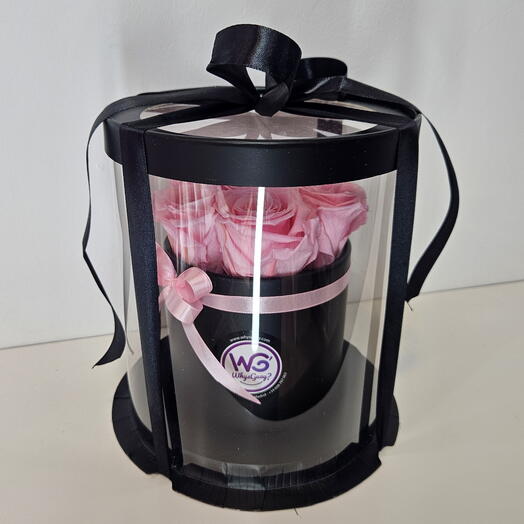 Box premium de rosas rosas preservadas