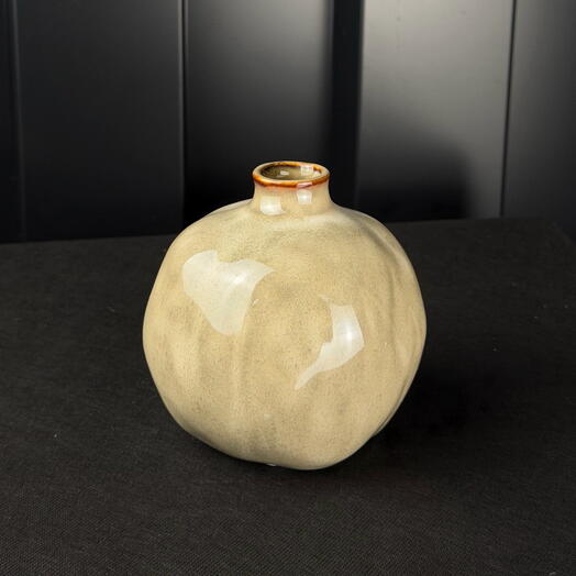 Jarrón esférico de cerámica gris