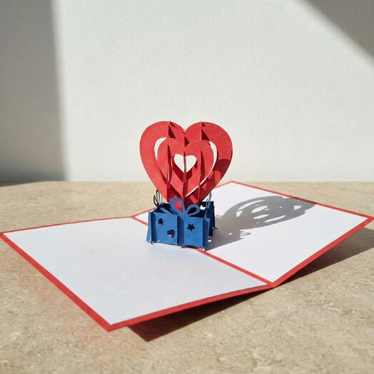Tarjeta postal pop-up, 3D, corazon