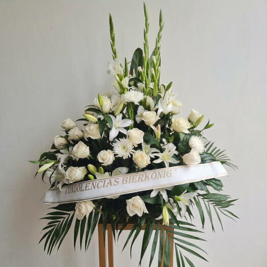 Centro funerario con lirios