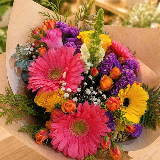 Ramo multicolor rosas y gerberas