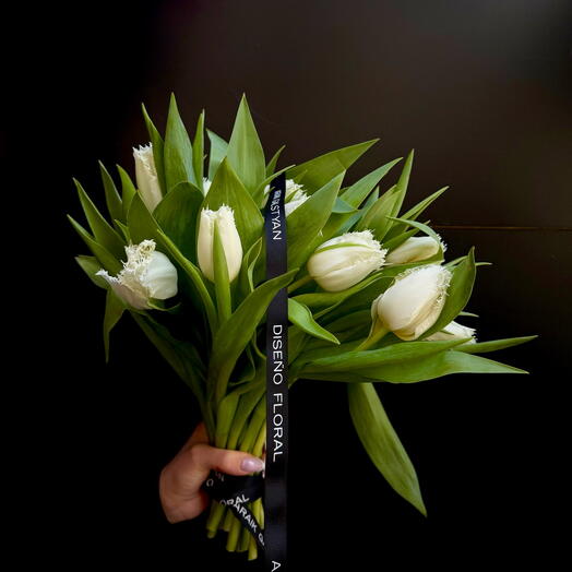Bouquet de 21 tulipes blanches