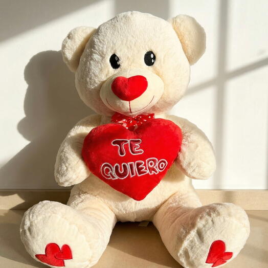 Oso de peluche gigante XL 80 cm con corazon Te Quiero – regalo romantico para San Valentin, cumpleanos y ocasiones especiales