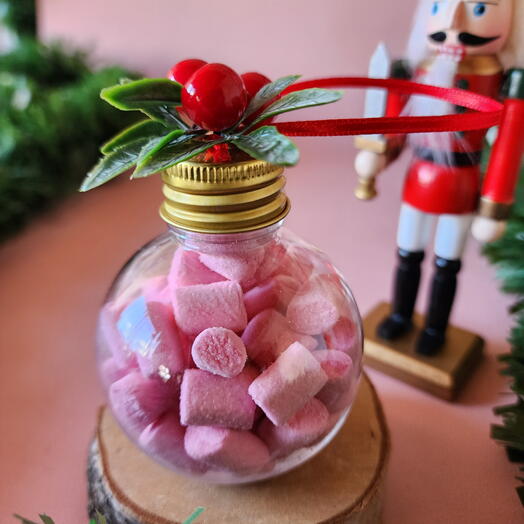 Colgante esfera rellena nubes rosas