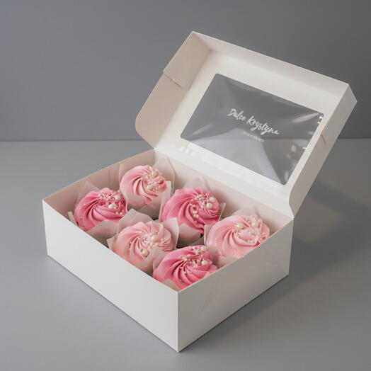 Boîte de cupcakes Rose Perle (6 unités)