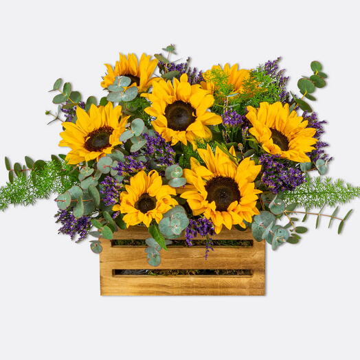 Box of sunflowers