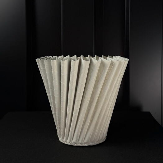 Maceta metal ondas blanca mate