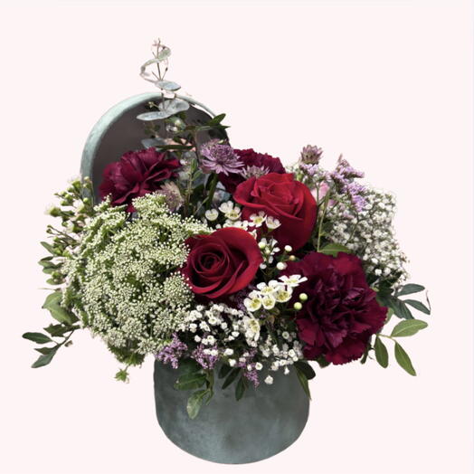 Bombonera Terciopelada con Ramo