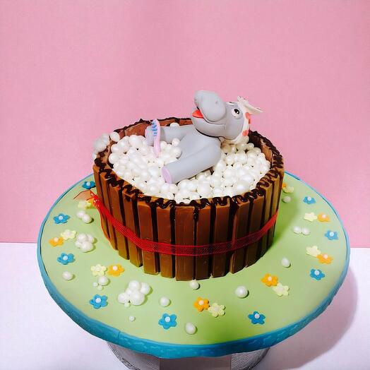 Tarta hipopotamo en la banera