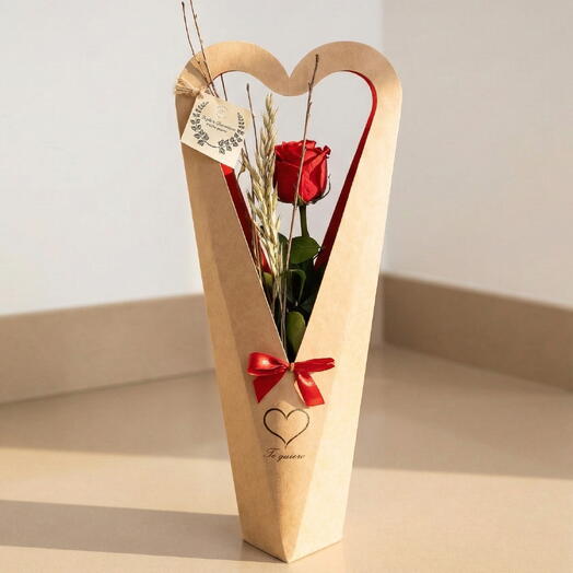 HEART – Rosa Preservada en Caja de Madera con Forma de Corazon