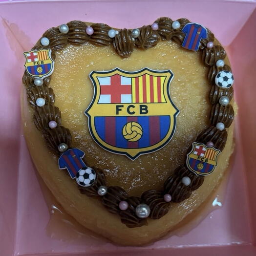 Индивидуальный чокофлан в форме сердца Fc Barcelona