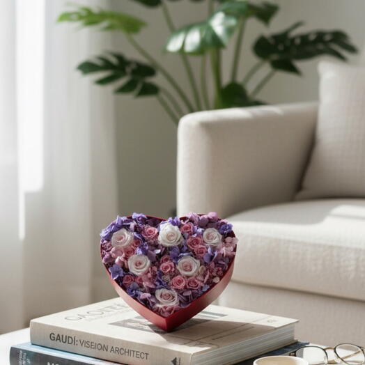 Eternidad en Lavanda: Corazon de Flores Preservadas Premium, aniversario, propuesta, regalo mamá, hermana,novia